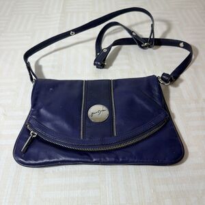 Junior Drake Purse Womens Blue Soft Leather Crossbody Purse Foldover Zippers